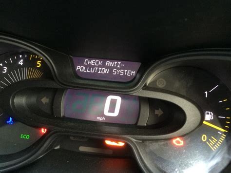 is indicated on the instrument panel by mean s of the relative <b>warning</b>. . Renault trafic check anti pollution system warning light